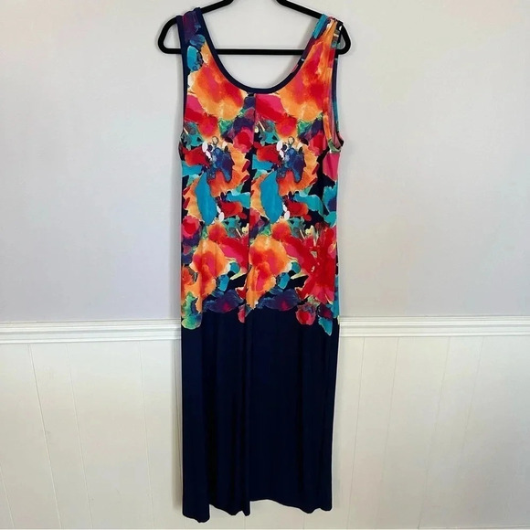 Avenue Women's Multicolor Floral & Navy Blue Block Sleeveless Maxi Size 18/20 - Picture 8 of 8